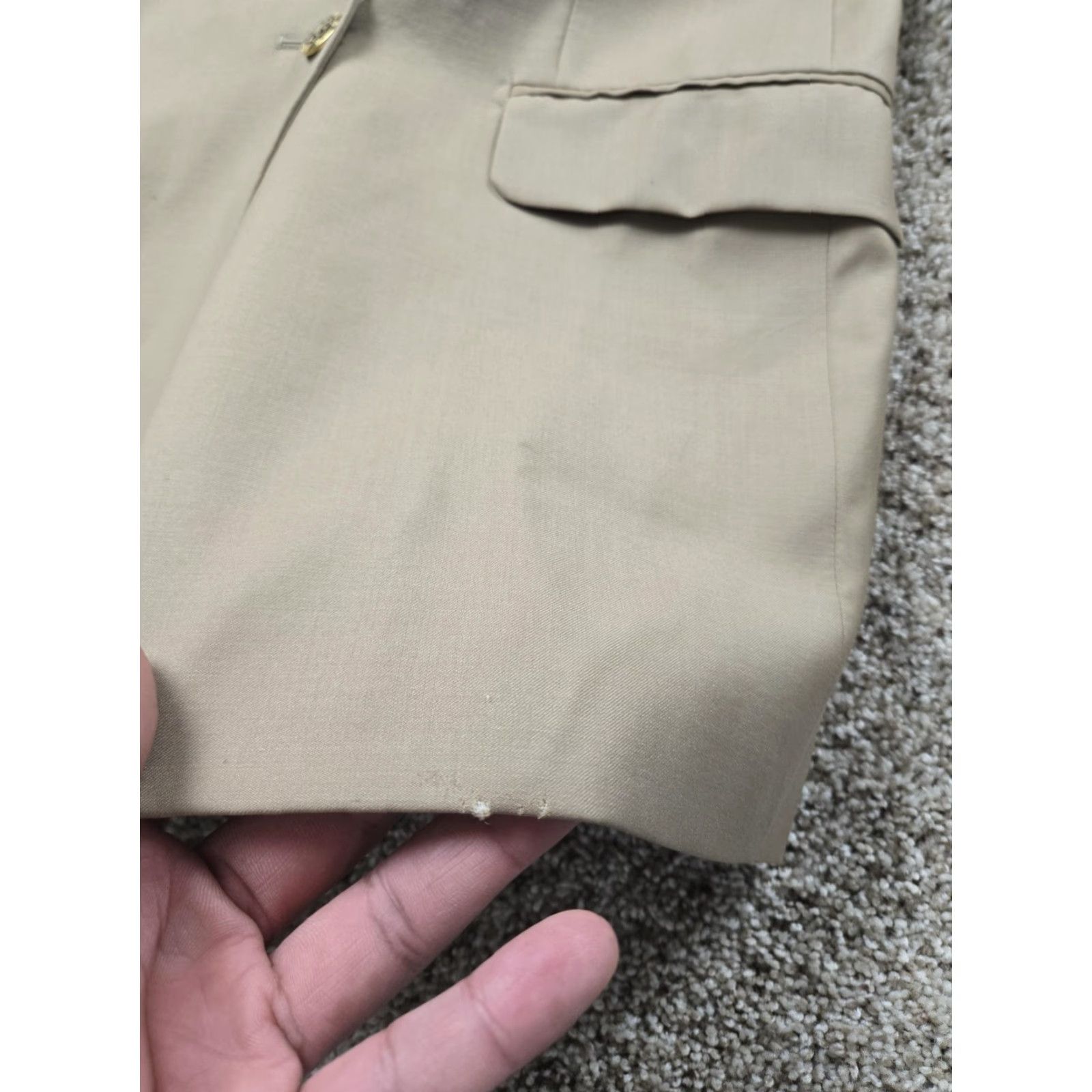 Loro Piana VINTAGE Urbis Blazer 46R Wool Double-Breasted Peak Lapel Gold Button Men’s Navy/Beige 2 Piece Black? Size 46R - 5 Thumbnail