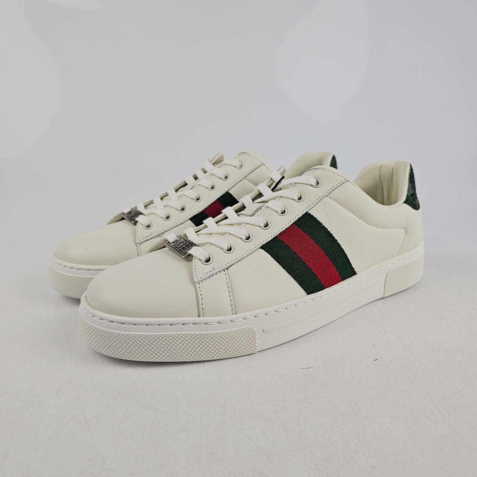 GUCCI Ace Women's White/Green Leather Low Top Sneakers New (