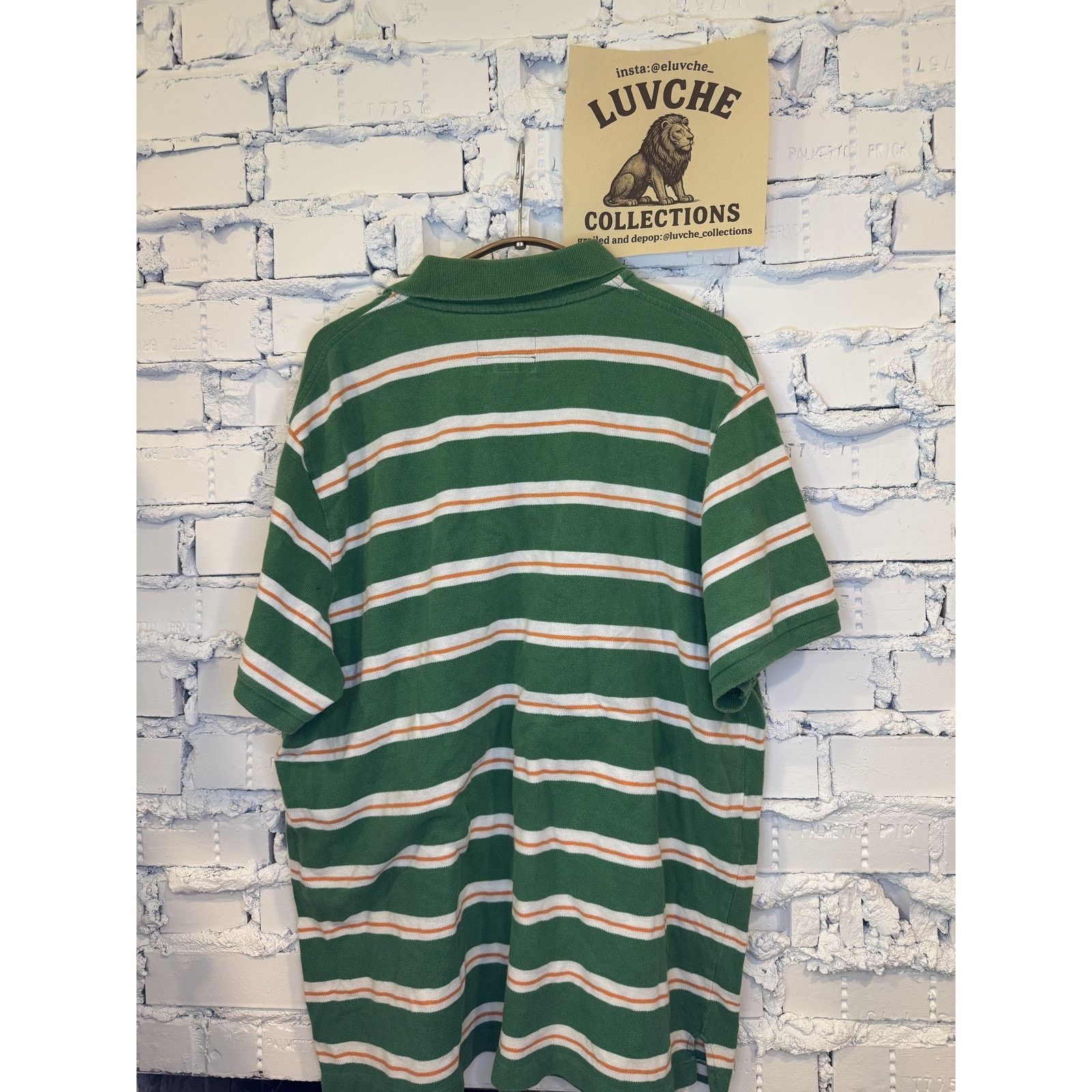 American Eagle Outfitters American Eagle Shirt Green Whit Striped Polo Classic Fit Size US XL / EU 56 / 4 - 2 Thumbnail