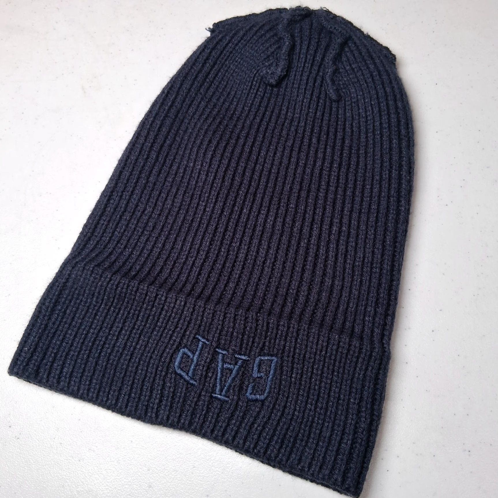 Gap GAP Beanie Hat Unisex Adults One Size Navy Blue Knit Acrylic Ribbed Stretch Embroidered Logo Classic GAP Hat Beanie Fall Winter Size ONE SIZE - 8 Thumbnail