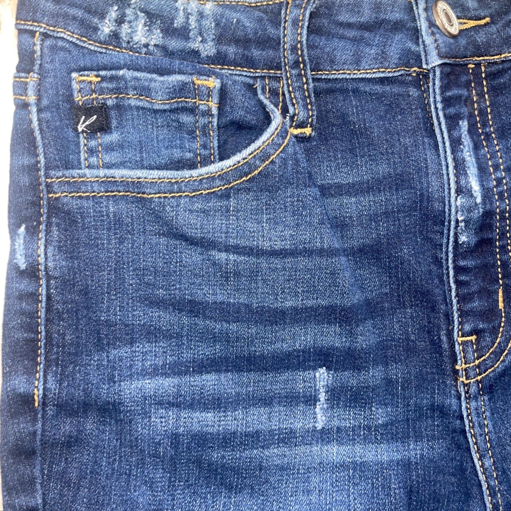 Vintage KanCan Jeans Women’s 7 27 Blue Estilo Skinny Denim Stretch Distressed Hem Button Zip High Rise 5-Pocket Regular Fall Spring Winter Womens Size 27" / US 4 / IT 40 - 5 Thumbnail