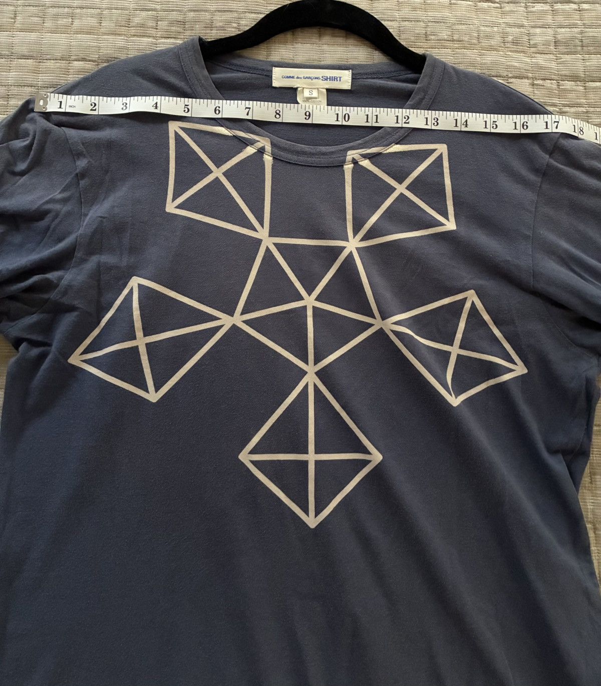Comme des Garcons Comme des Garçon Geometric Design Blue Long Sleeve Shirt Size US S / EU 44-46 / 1 - 8 Thumbnail
