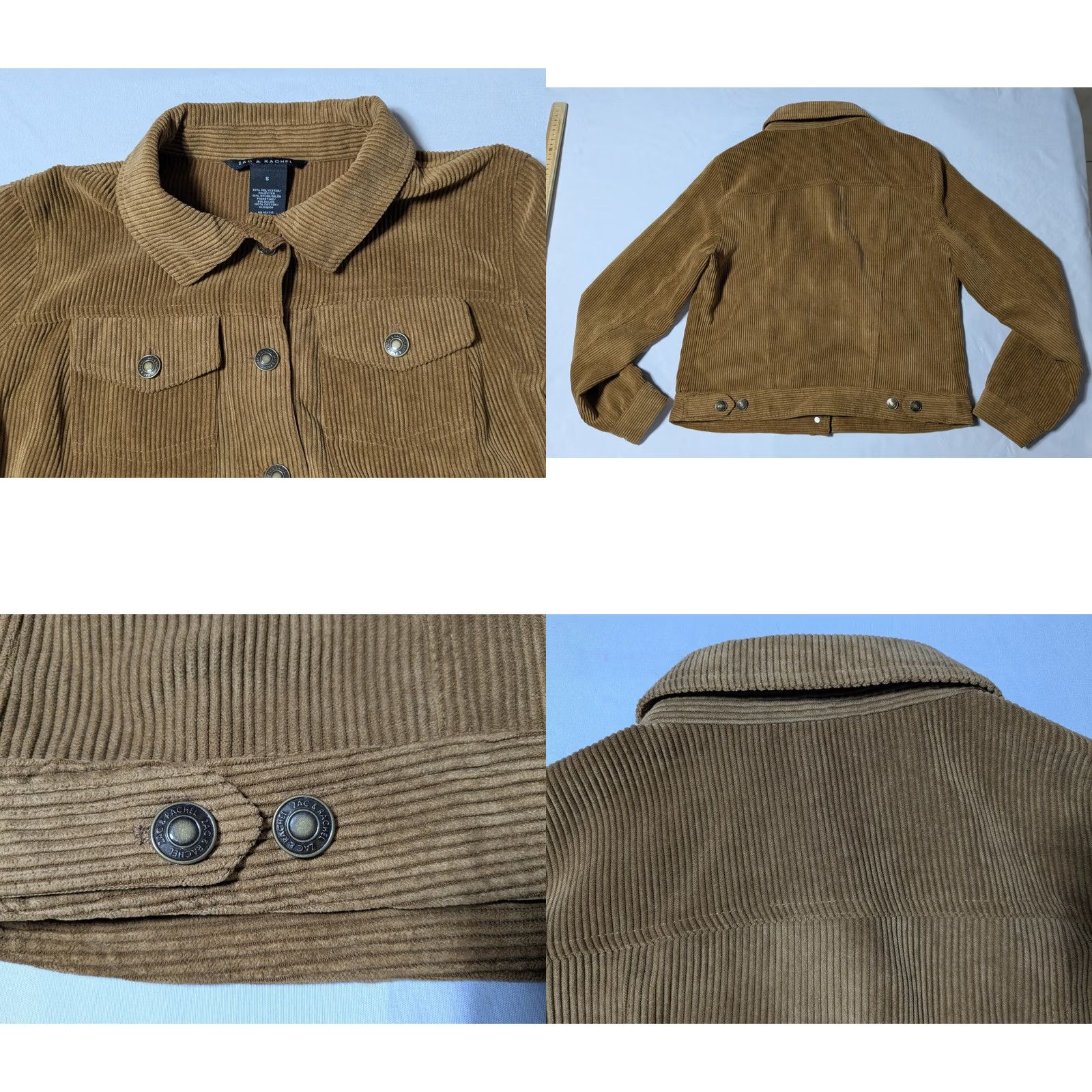 Vintage ZAC & RACHEL Women Small Brown Button Cropped Corduroy Jacket Size S / US 4 / IT 40 - 9 Thumbnail