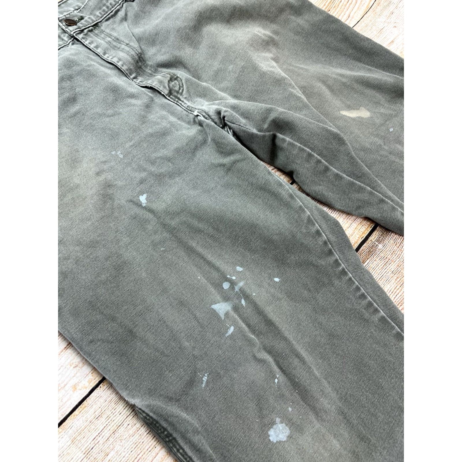 Dickies Dickies Pants Mens Carpenter Workwear 38x32 Green Cotton Canvas Dickies Logo Pockets Straight Front Relaxed Rise Mid Solid лиц Size US 38 / EU 54 - 3 Thumbnail