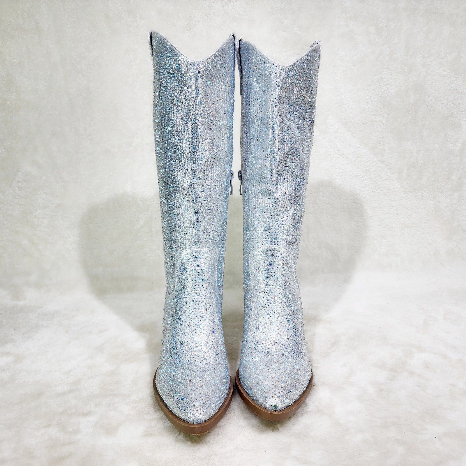 Other Wild One Silver Rhinestone Country Western Cowgirl Boots Size US 10 / IT 40 - 5 Thumbnail