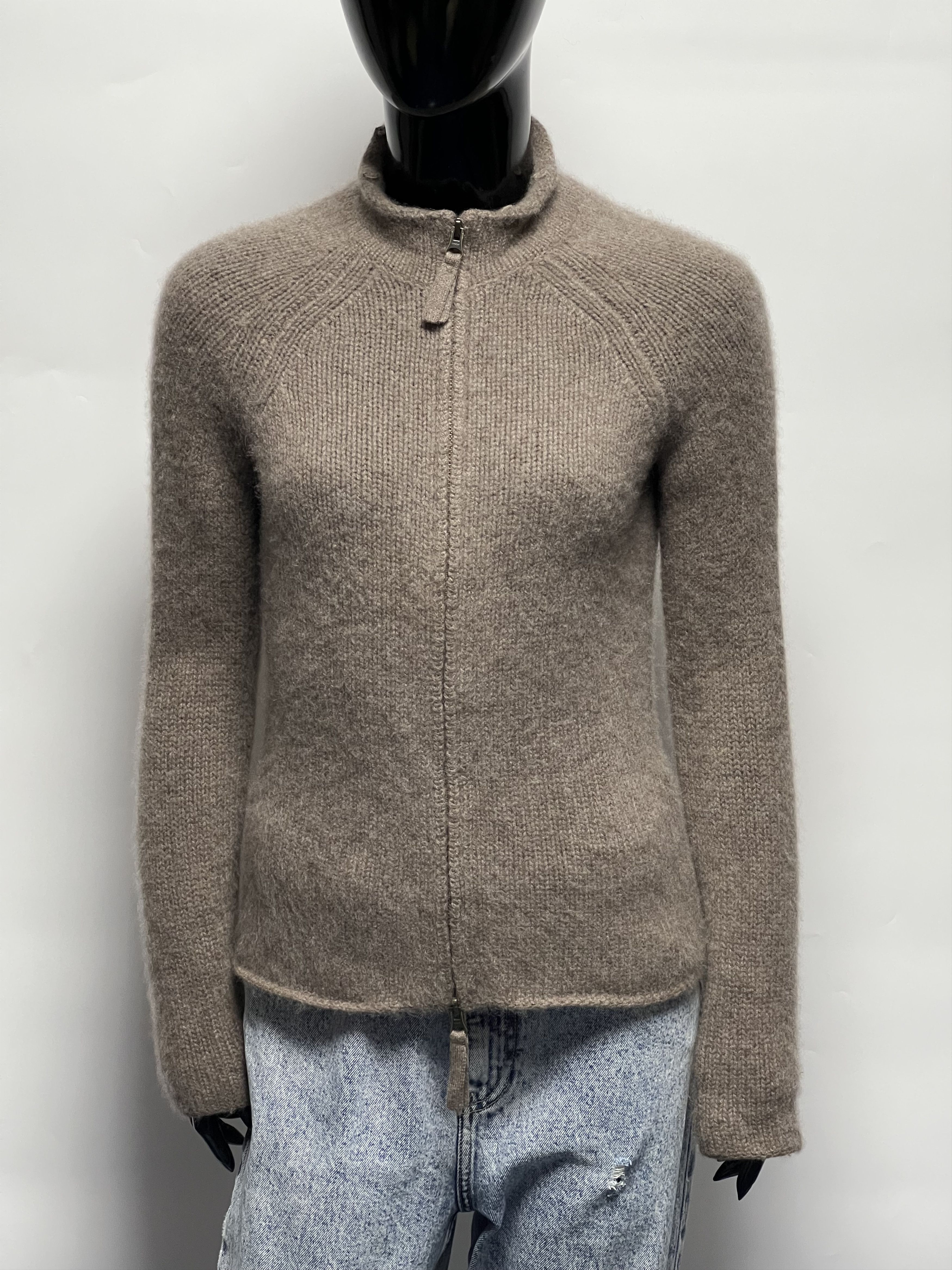 Other 100% Cashmere Women’s Knit Full Zip Sweater Real Fur Trim Size S / US 4 / IT 40 - 4 Thumbnail