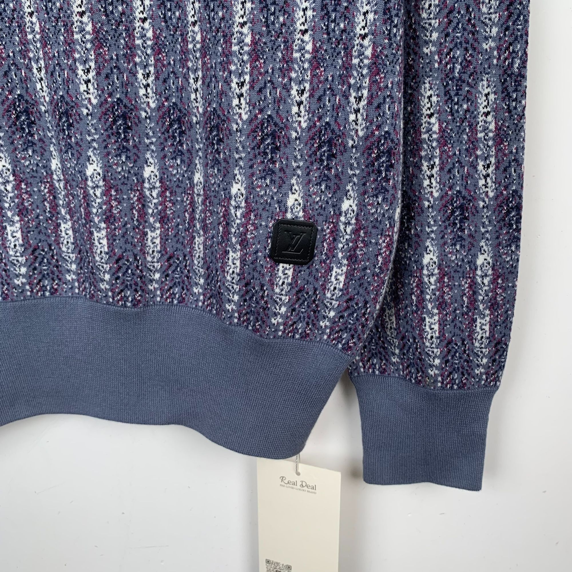 Louis Vuitton Louis Vuitton Purple Logo Patch Cotton Knit Sweater (Size S) Size S / US 4 / IT 40 - 6 Thumbnail