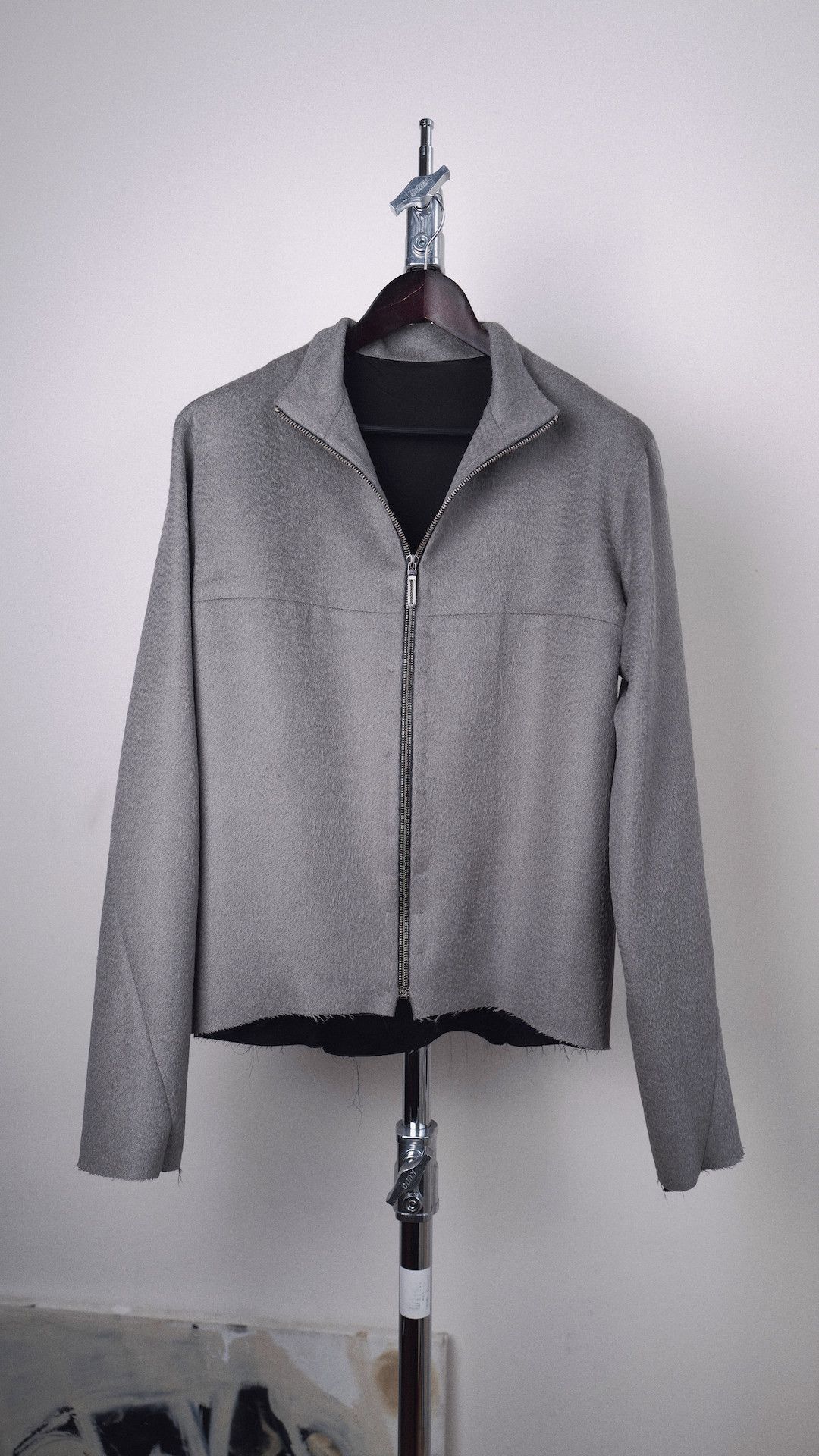 image of Handcrafted Wool Silk Jacket in Grey, Men's (Size Large)