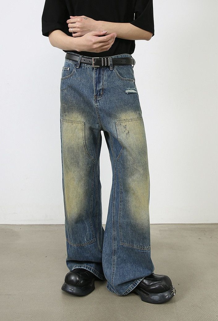 Japanese Brand × Jean Vintage distressed washed loose straight-leg work jeans Size US 32 / EU 48 - 2 Thumbnail