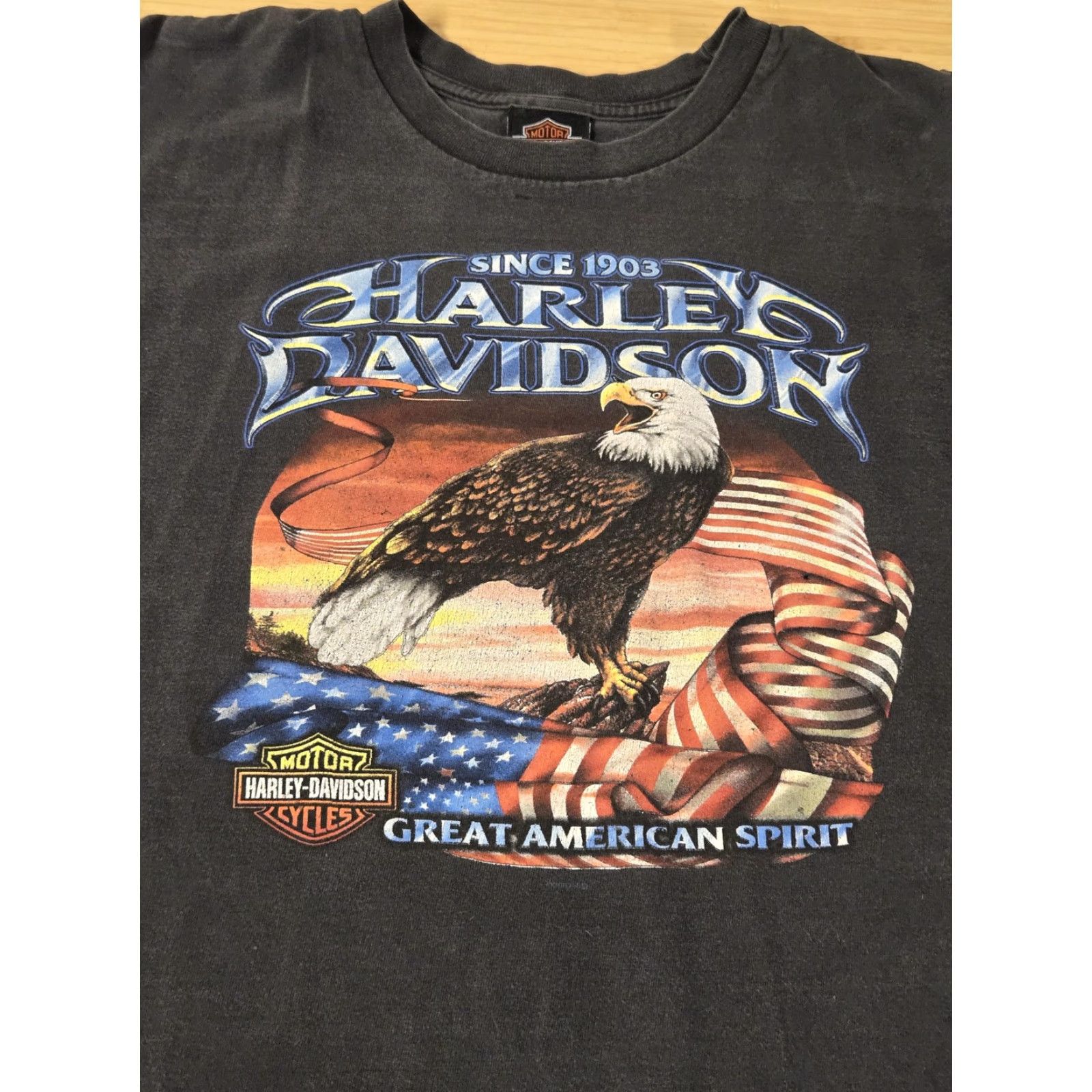 Harley Davidson VINTAGE Harley-Davidson Shirt Mens M Black Eagle Great American Spirit USA 90s Size US M / EU 48-50 / 2 - 2 Thumbnail