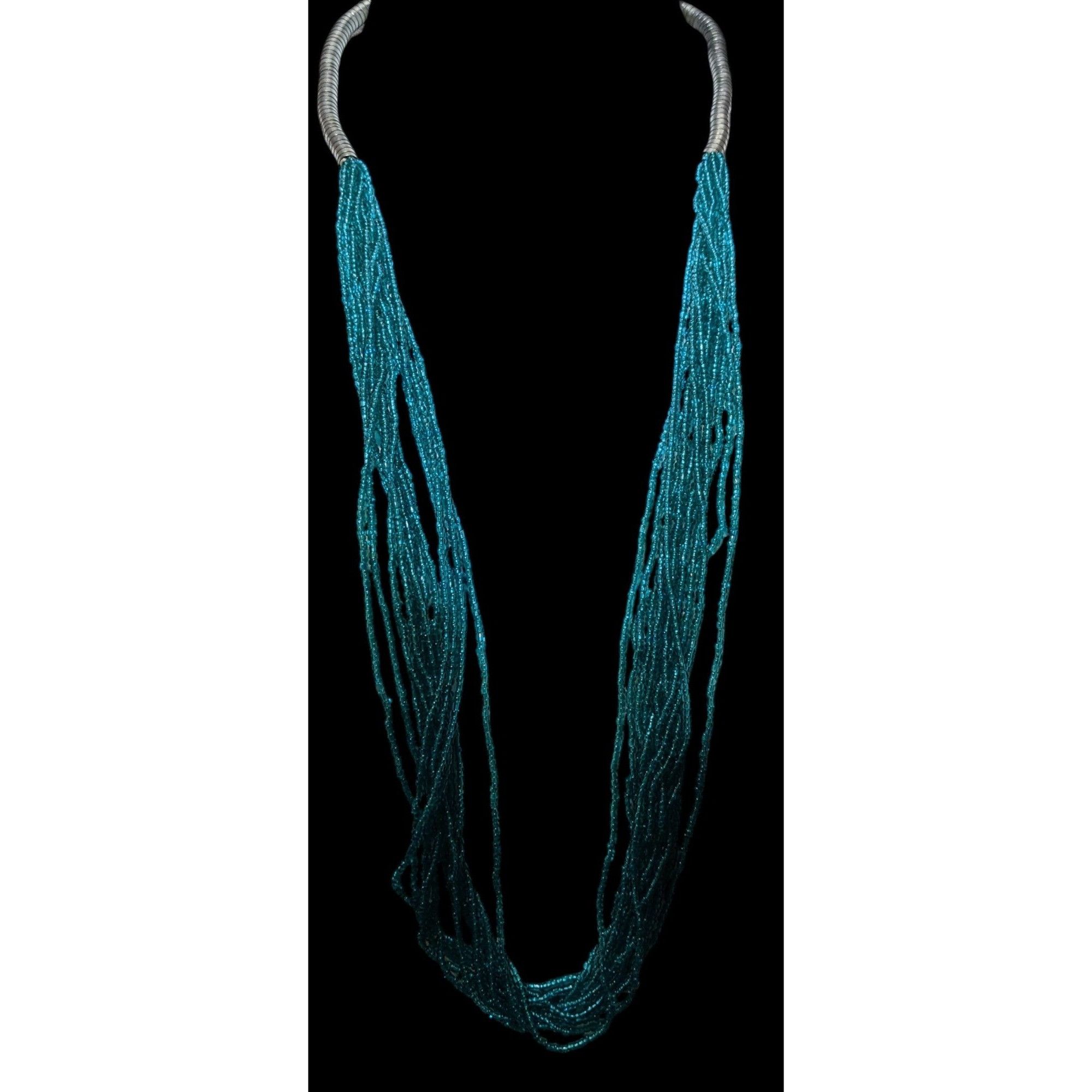 Other Vintage 70s Blue And Silver Beaded Necklace Size ONE SIZE - 2 Thumbnail