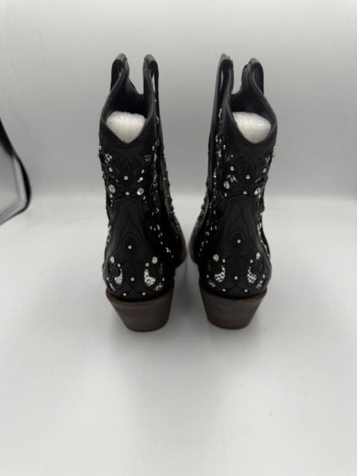 Unknown London Black Embellished Western Cowgirl Ankle Boots Size 7 Size ONE SIZE - 4 Thumbnail