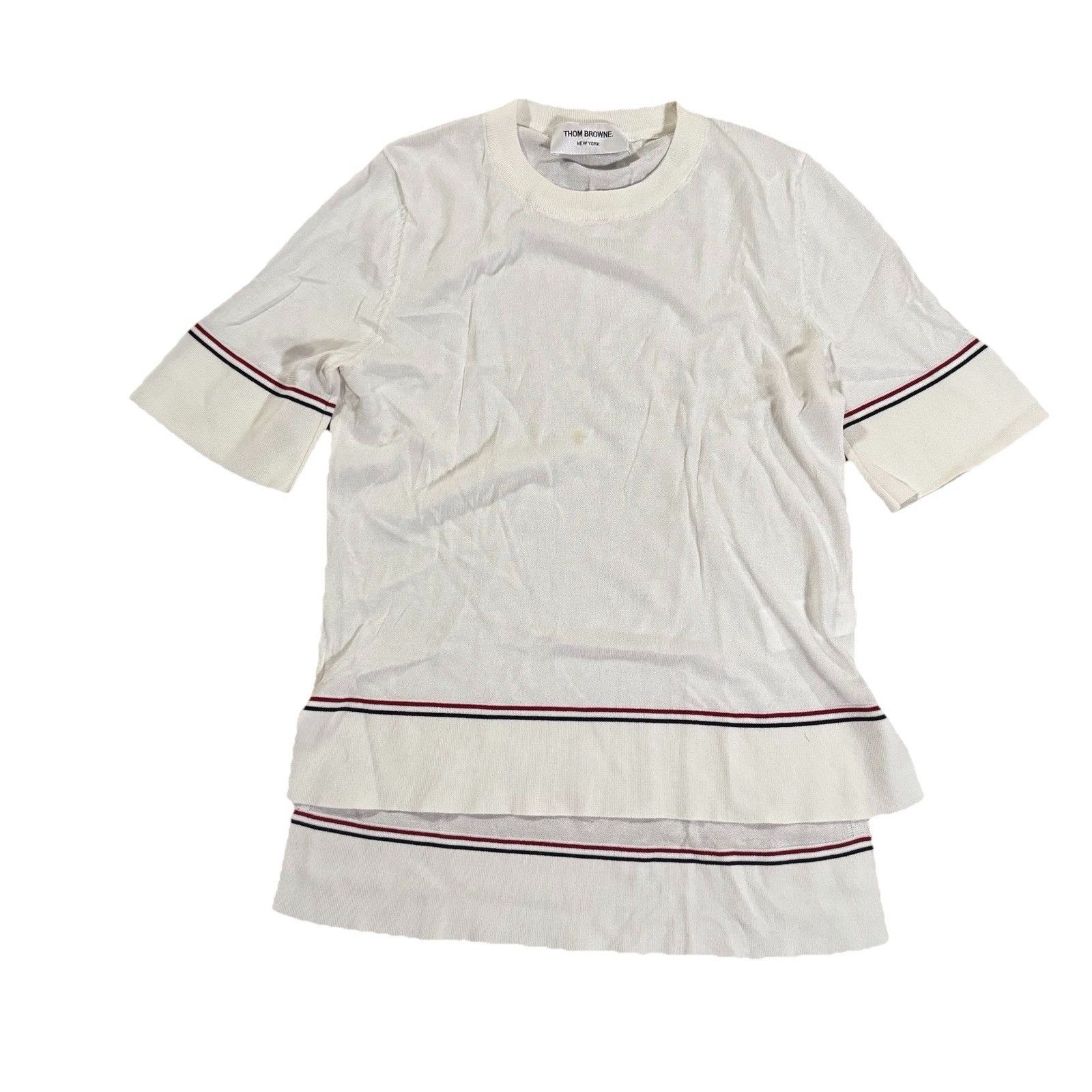 Thom Browne Women’s Thom Browne White Striped Tencel Shirt Size 36 Size XS / US 0-2 / IT 36-38 - 1 Thumbnail