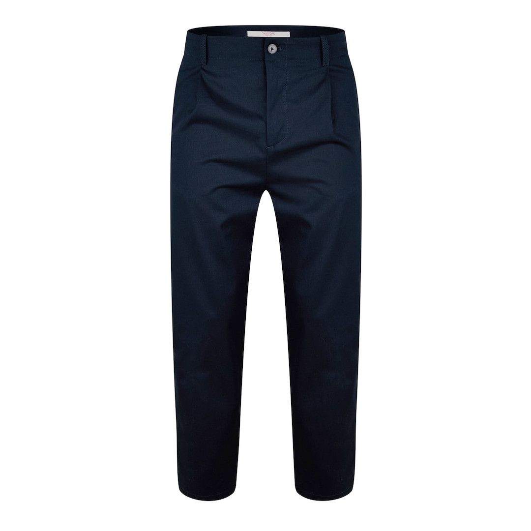 Valentino o1g2r1mq0526 Pleat Detail Tapered Trousers in Navy Size US 34 / EU 50 - 1 Thumbnail