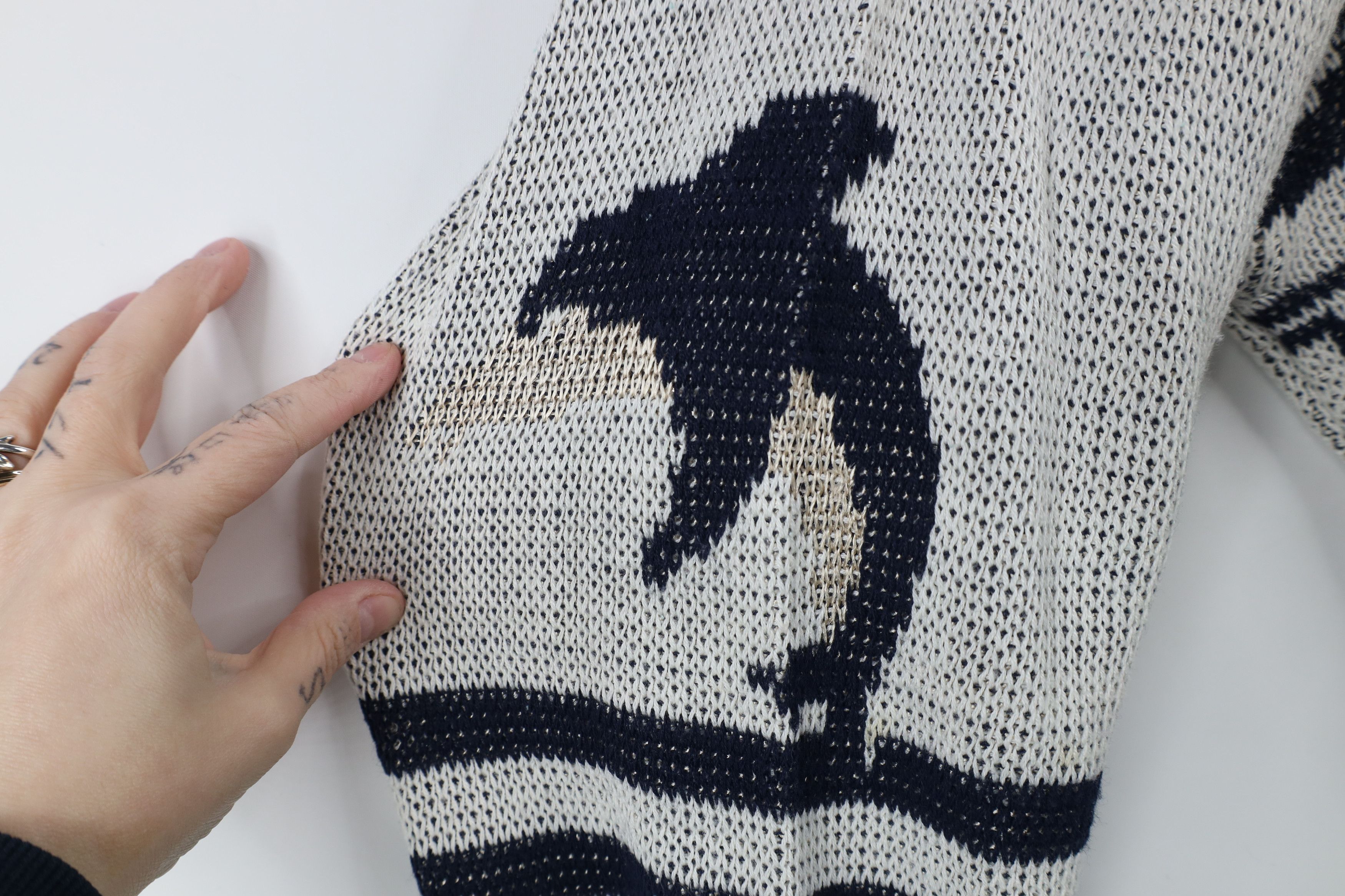 Vintage Vintage 90s Streetwear Abstract Compass Dolphin Knit Sweater Size L / US 10 / IT 46 - 6 Thumbnail