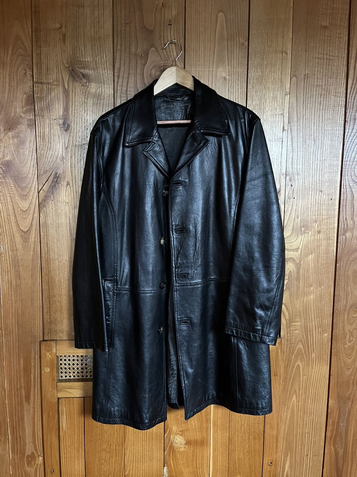 Salvatore Ferragamo Salvatore Ferragamo black leather coat Size L / US 10 / IT 46 - 1 Thumbnail