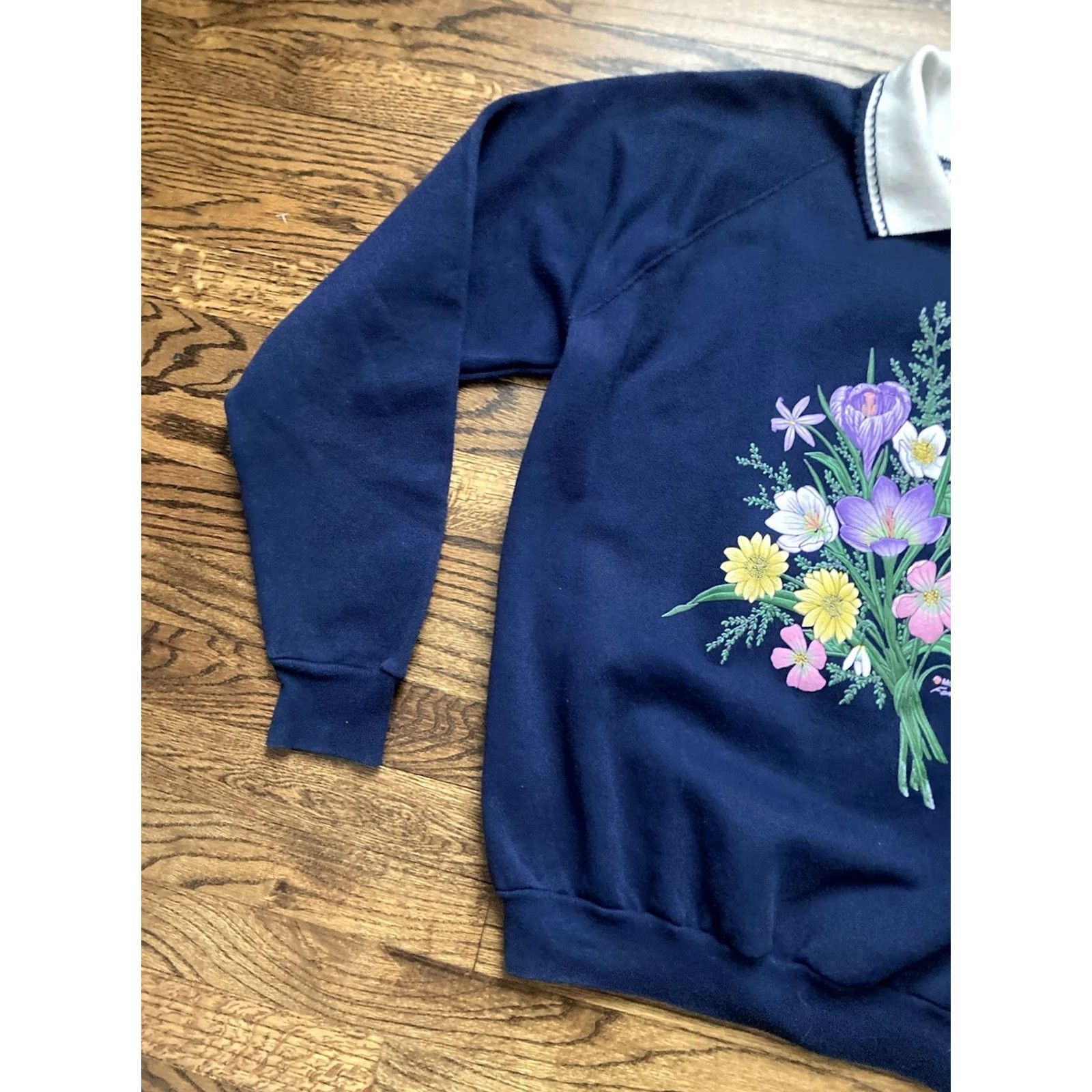 Vintage VTG Morning Sun Flowers Collared Sweatshirt Pullover Womens XL Cottage Core USA Size XL / US 12-14 / IT 48-50 - 2 Thumbnail
