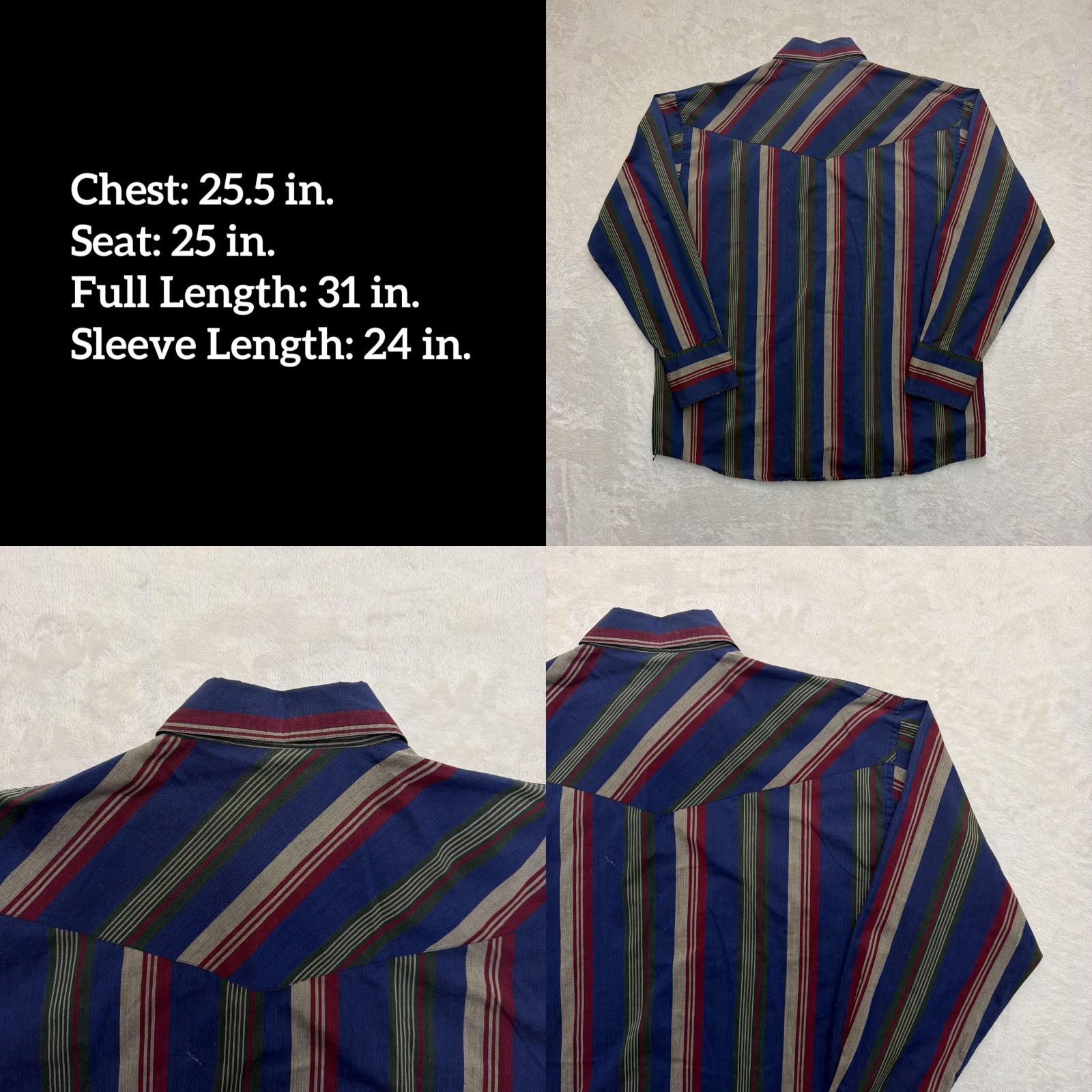 CO Western Plains Trading Co Shirt Mens 2XL Blue Striped Western Snap Long Sleeve Size US XXL / EU 58 / 5 - 8 Thumbnail