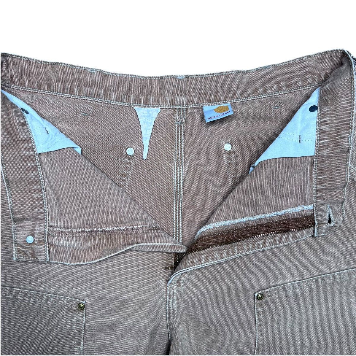 Carhartt Vtg 1990s Carhartt Tan Double Knee Carpenter Dungaree Pants Size US 33 - 3 Thumbnail