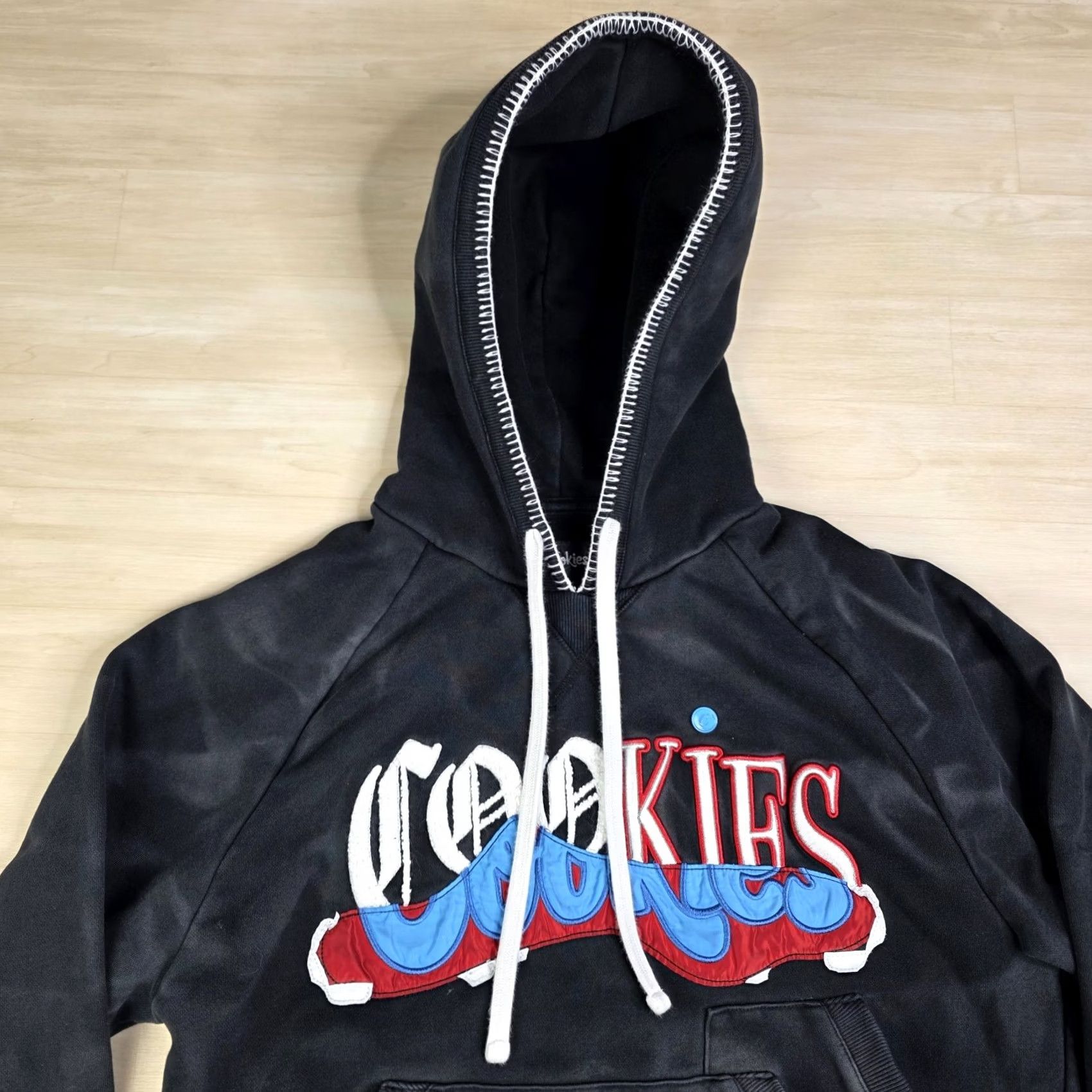 Logo 7 Cookies Black Acid Wash Hoodie Embroidered Logo Upper Echelon S Size US S / EU 44-46 / 1 - 3 Thumbnail