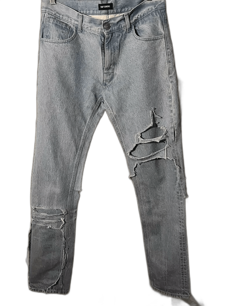 Raf Simons raf simons light blue distressed denim pants Size US 30 / EU 46 - 1 Thumbnail