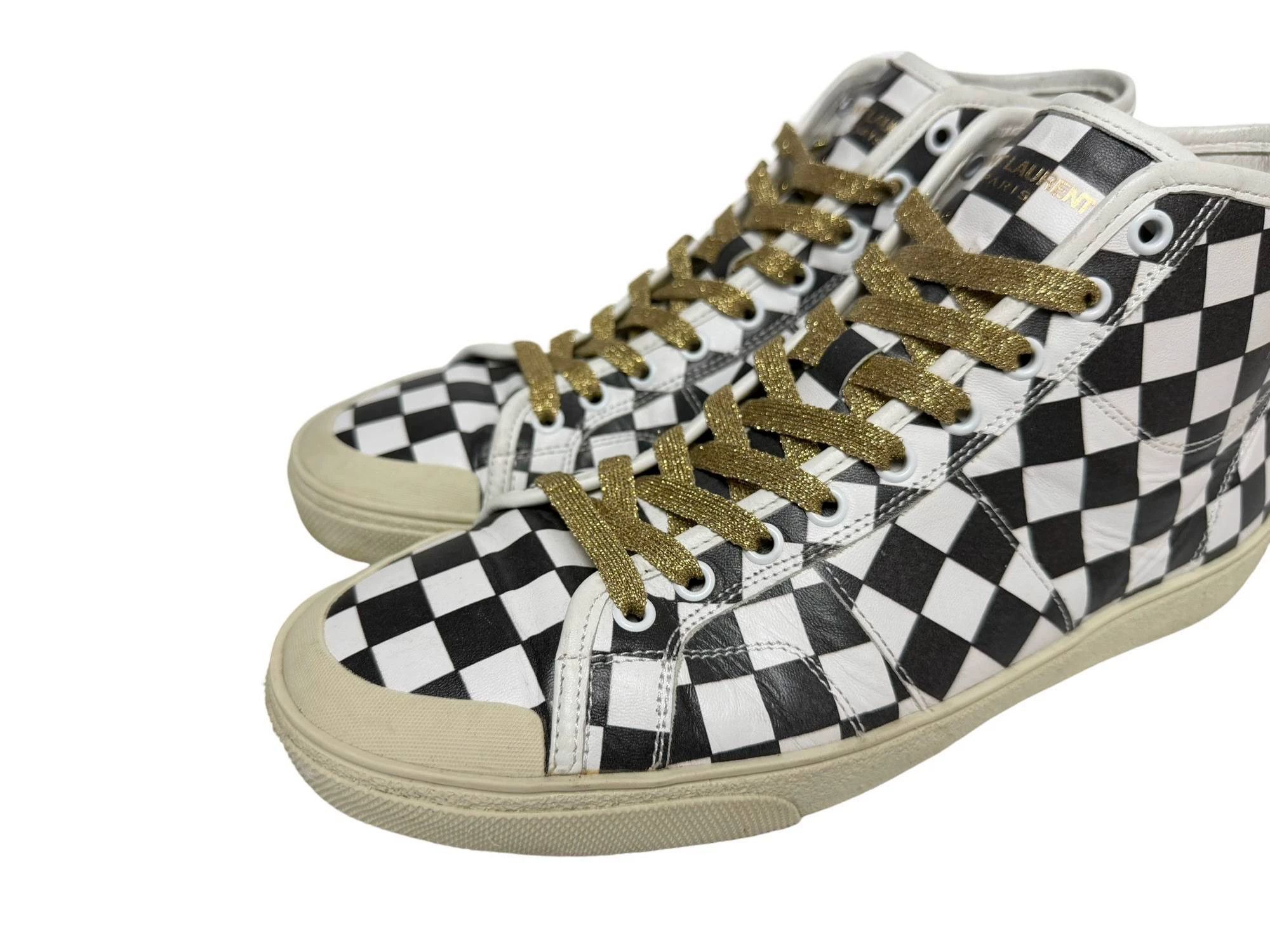 Saint Laurent Paris SLP SS16 SL/37M Checkerboard High-Top Sneaker 42 Size US 9 / EU 42 - 2 Thumbnail