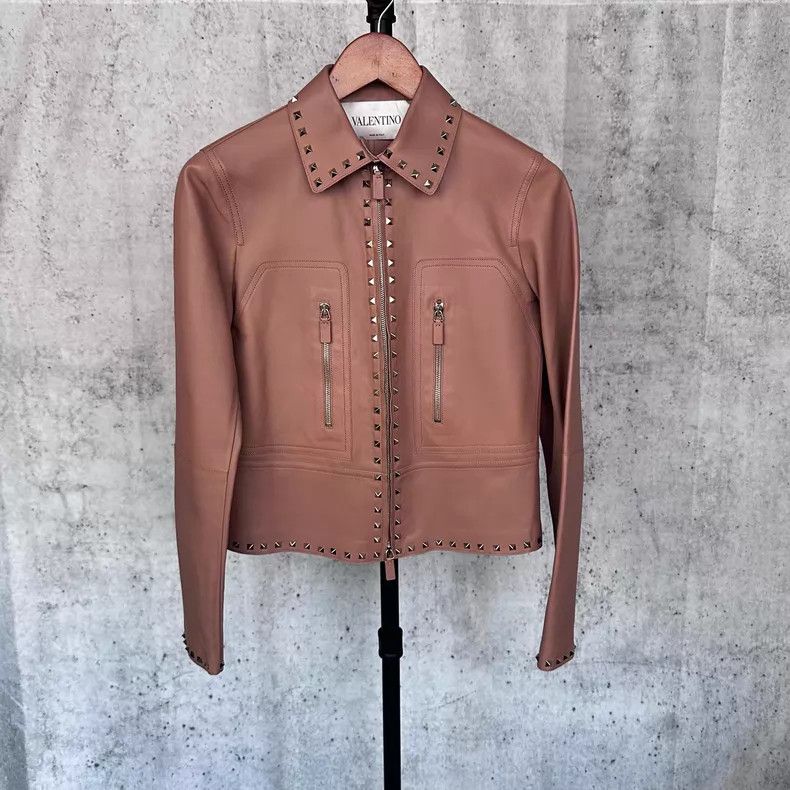 Valentino Valentino Lambskin classic studded leather jacket jacket c Size S / US 4 / IT 40 - 1 Thumbnail