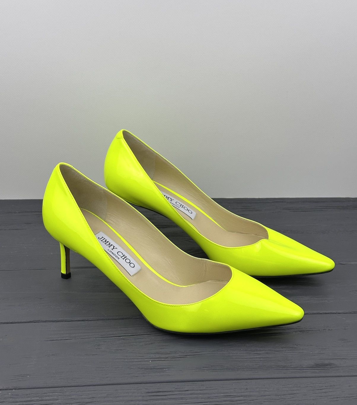 Jimmy Choo Jimmy Choo Yellow Patent Leather Pointed Toe Pumps Heels Size US 10 / IT 40 - 1 Thumbnail