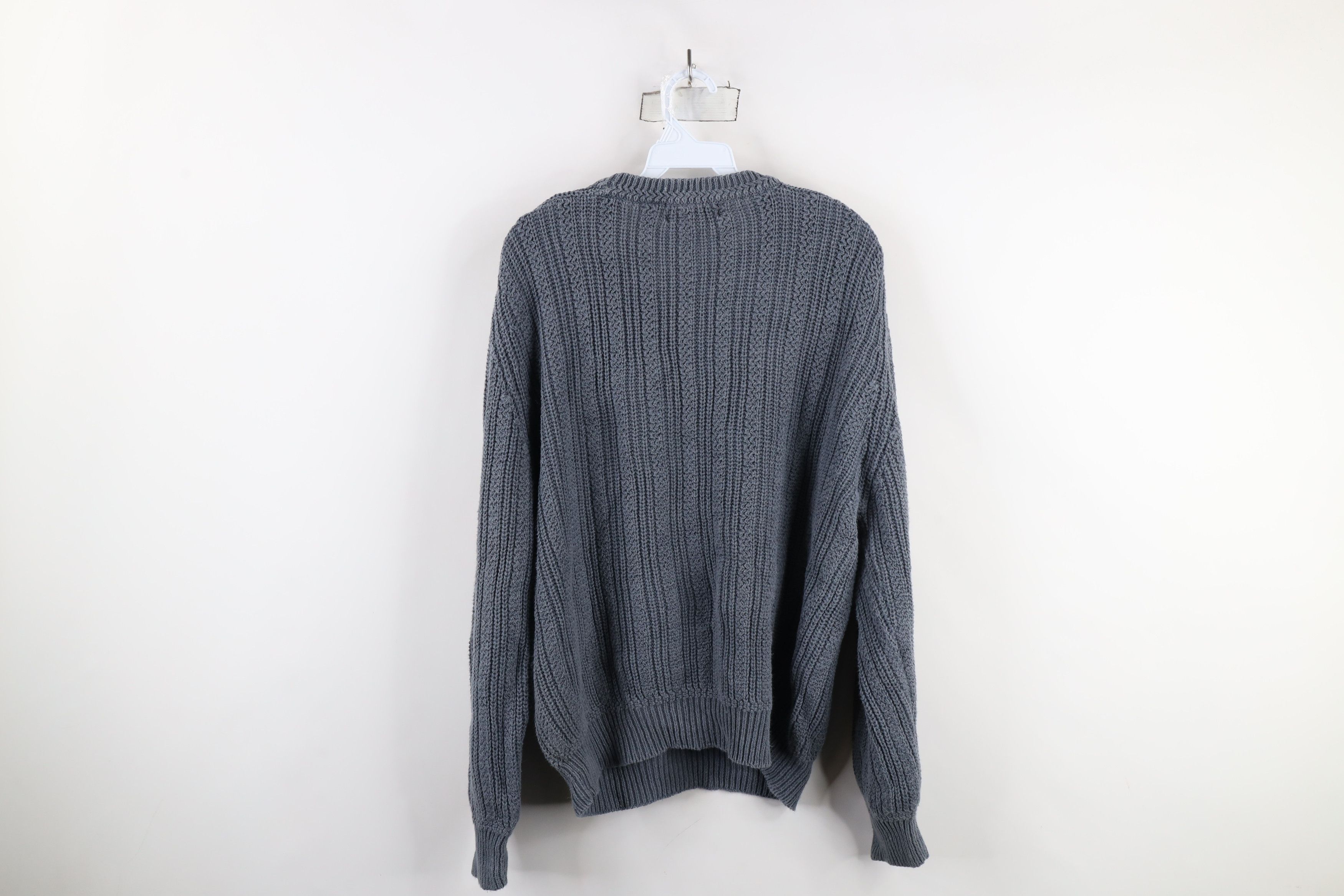Vintage Vintage 90s Streetwear Chunky Ribbed Knit Sweater Steel Blue Size US L / EU 52-54 / 3 - 8 Thumbnail