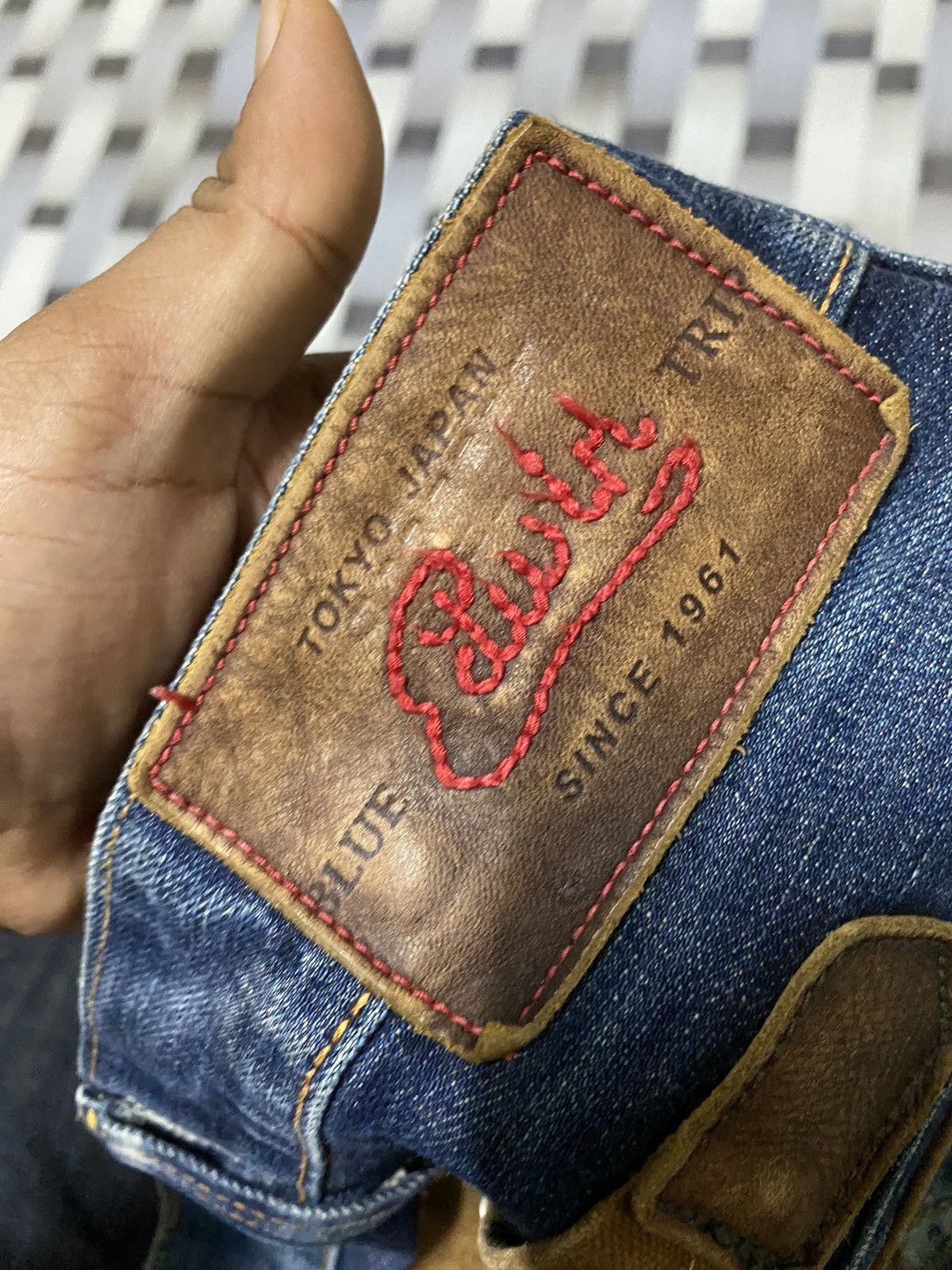 Edwin Flare jeans Edwin boot cut distressed leather pocket 🇯🇵 Size US 34 / EU 50 - 9 Thumbnail