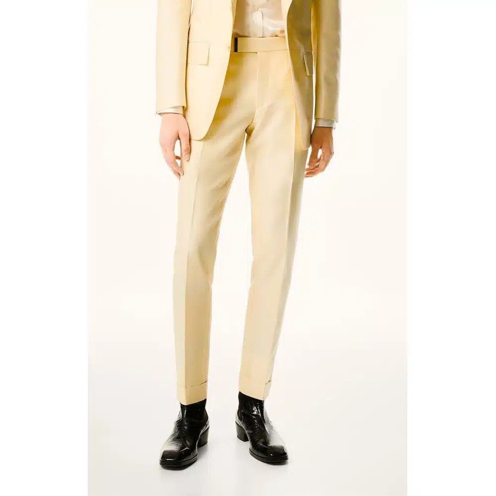 Tom Ford o1loc1c0125 PLAR05 Atticus Trousers in Light Yellow Size US 38 / EU 54 - 2 Thumbnail