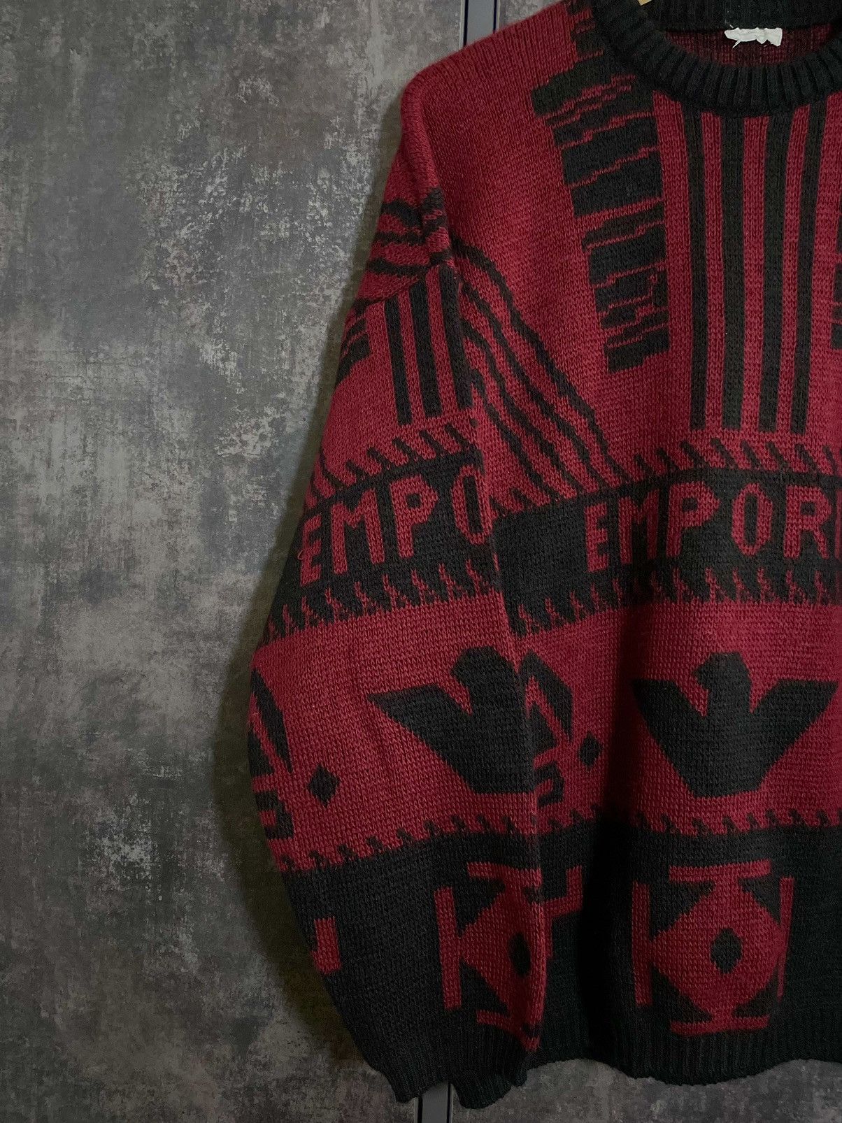 Emporio Armani Vintage 80s Aztec Emporio Armani Knit Sweater Hedi YSL RRL Size US L / EU 52-54 / 3 - 7 Thumbnail