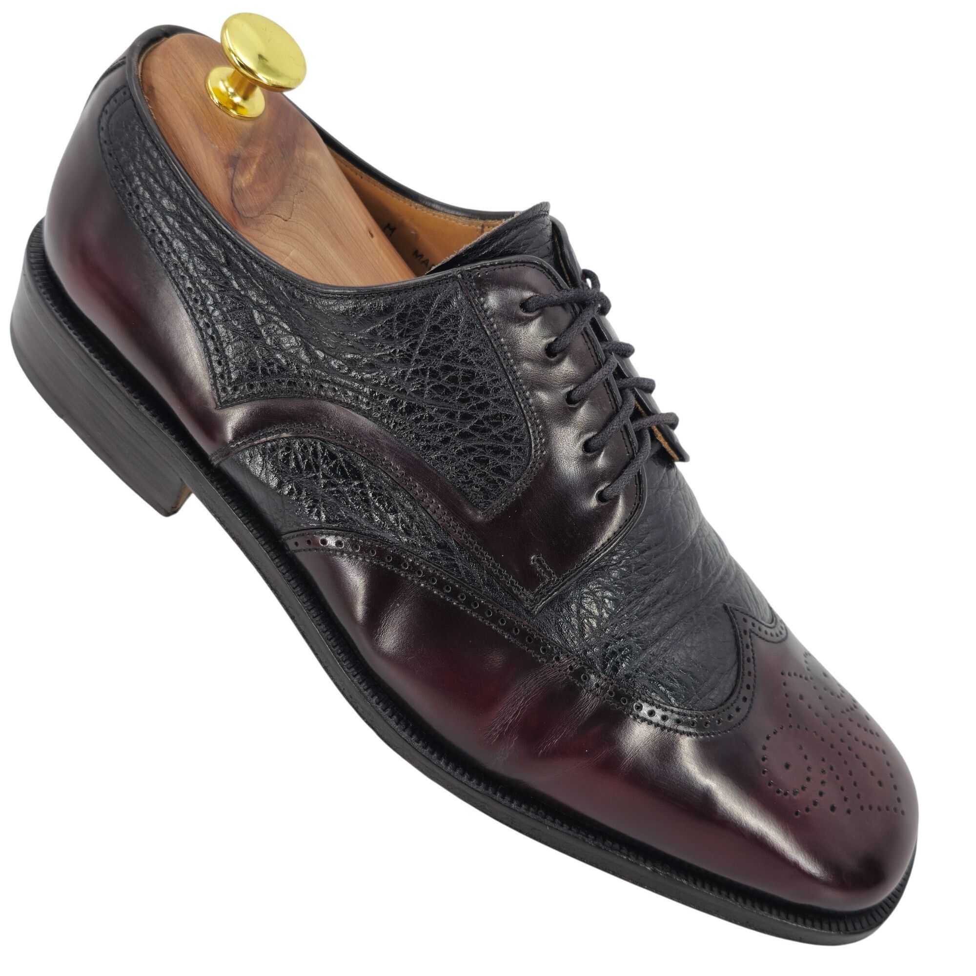 Magnanni Vintage Magnanni Spain Men's 10 Burgundy Black Leather Dress Size US 10 / EU 43 - 1 Thumbnail