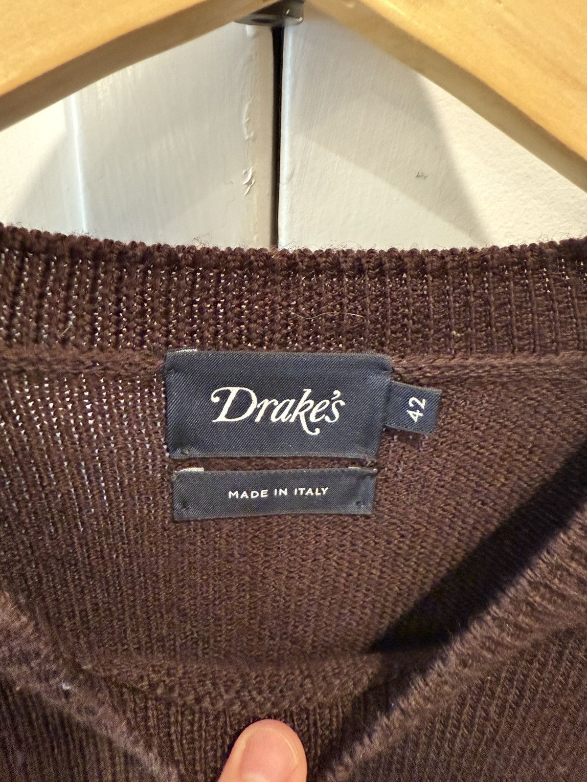 Drake's Drakes Merino Crewneck Sweater Size US L / EU 52-54 / 3 - 3 Thumbnail