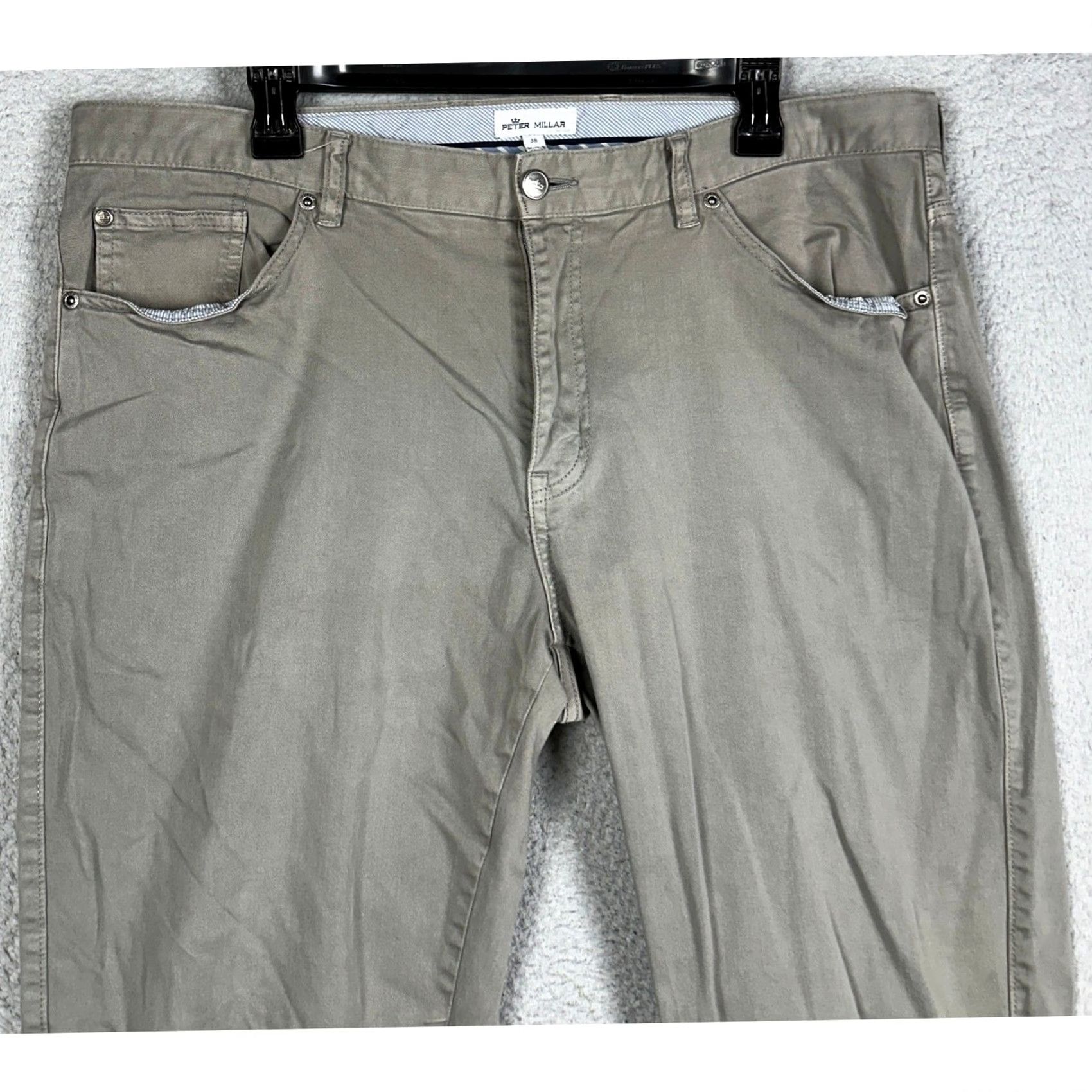Peter Millar Peter Millar Pants Mens 38 Taupe Grey Crown Five Pocket Golf Khaki Chino Stretch Size US 38 / EU 54 - 2 Thumbnail