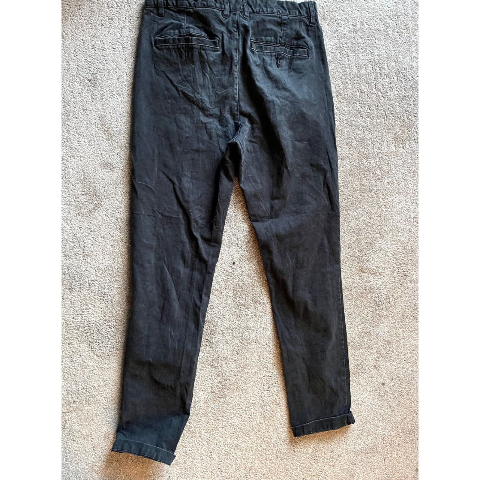 H&M H&M Men Chino Pants 29x32 Black Cotton Slim Fit Straight Leg Flat Front Casual Size US 29 - 3 Thumbnail