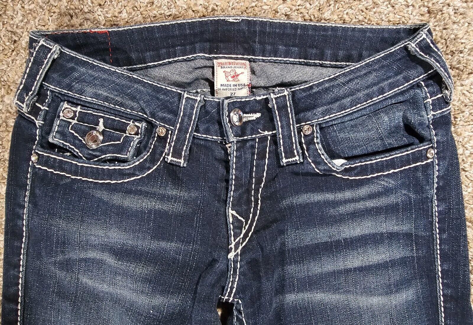 True Religion True Religion 27x30 Jeans Disco Joey Big T Flaps Flare Size 27" / US 4 / IT 40 - 2 Thumbnail