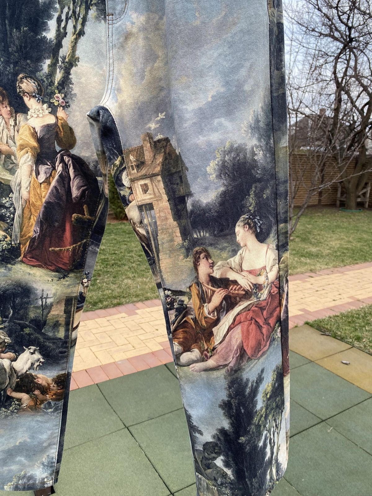 Vintage Baroque Painting Art Jeans Full Graphic Vintage-Style Denim Size US 36 / EU 52 - 6 Thumbnail