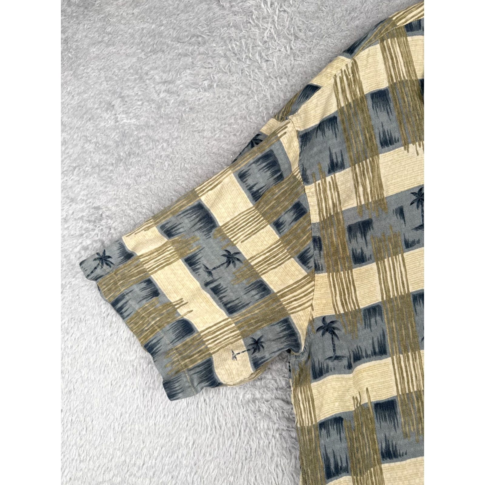 Vintage VINTAGE Bamboo Cay Shirt Adult XL Blue Ivory Stripe Palm Silk Hawaiian READ Size US XL / EU 56 / 4 - 3 Thumbnail