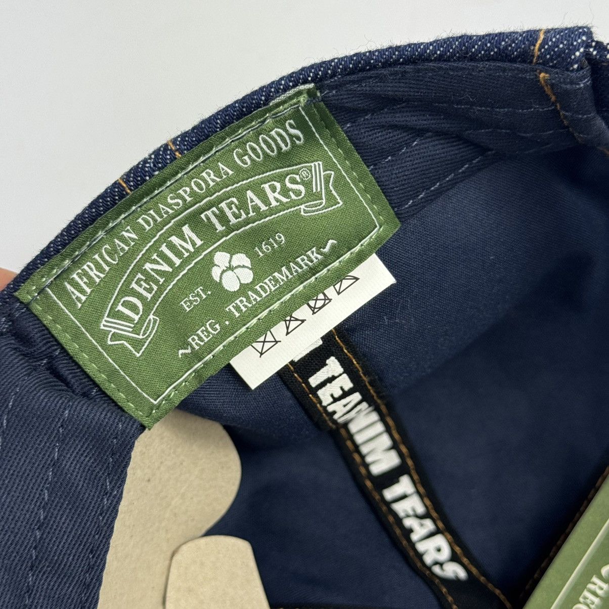 DENIM TEARS Washed Indigo Denim Cotton Bud Embroidered Adjustable Cap Size ONE SIZE - 9 Thumbnail