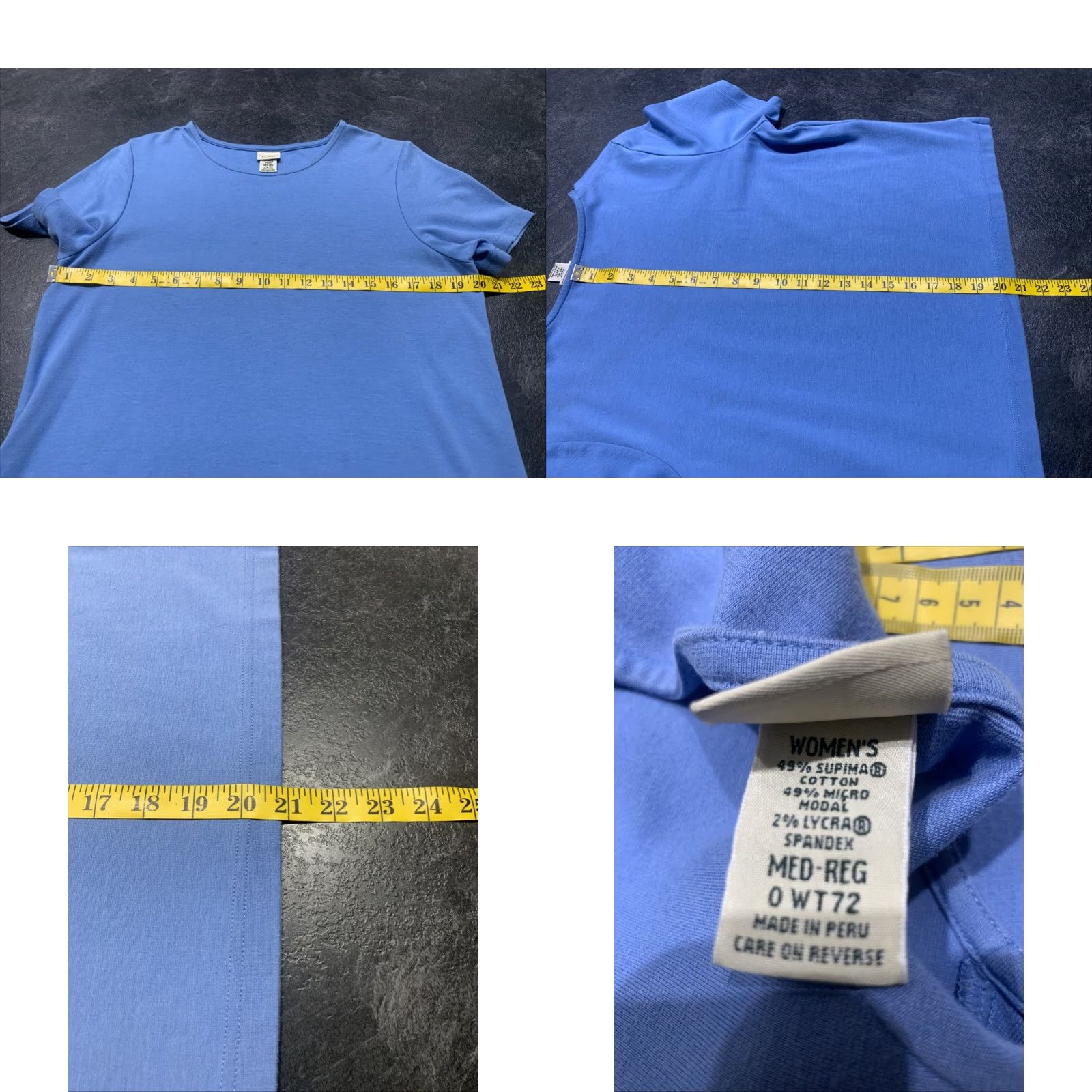 Vintage L.L. Bean Women's Medium Blue Short Sleeve Cotton Crew Neck T-Shirt - Solid Classic Fit Size M / US 6-8 / IT 42-44 - 8 Thumbnail