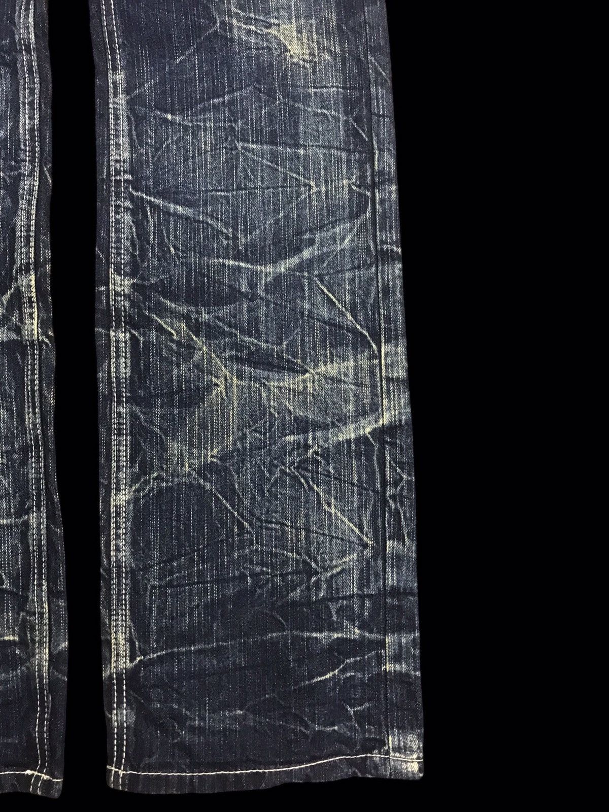 Japanese Brand 💥DOUBLE WAIST💥BLOW BY BLUE INDIGO CRAZY FADES DENIM F314 Size US 33 - 7 Thumbnail