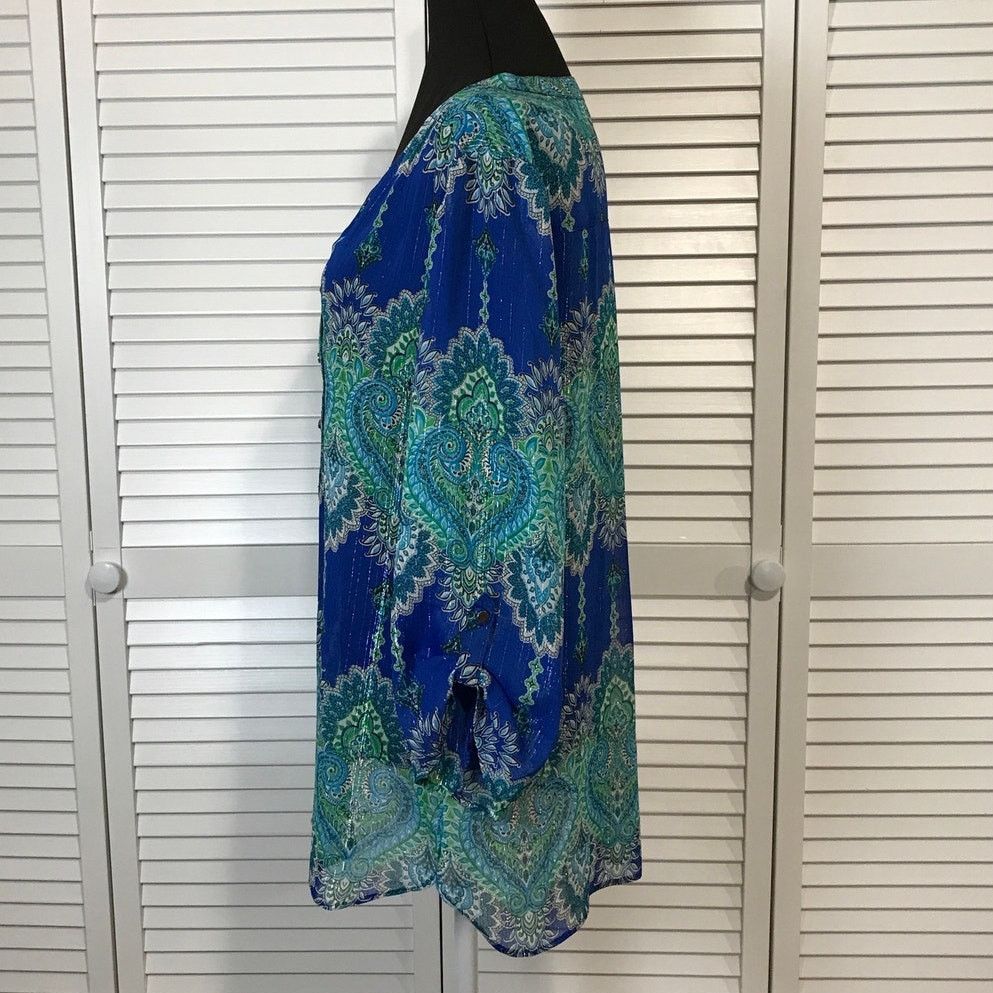 Other Sara Michelle Royal Blue Boho Paisley Sheer Tunic Blouse L Size L / US 10 / IT 46 - 2 Thumbnail