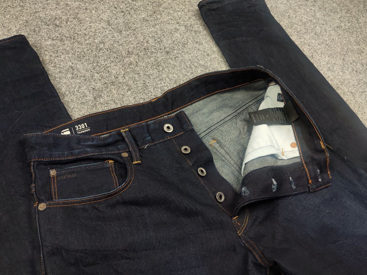 G-Star G Star Raw 3301 tapered dark wash Denim Jeans Vintage Style Size US 32 / EU 48 - 10 Thumbnail