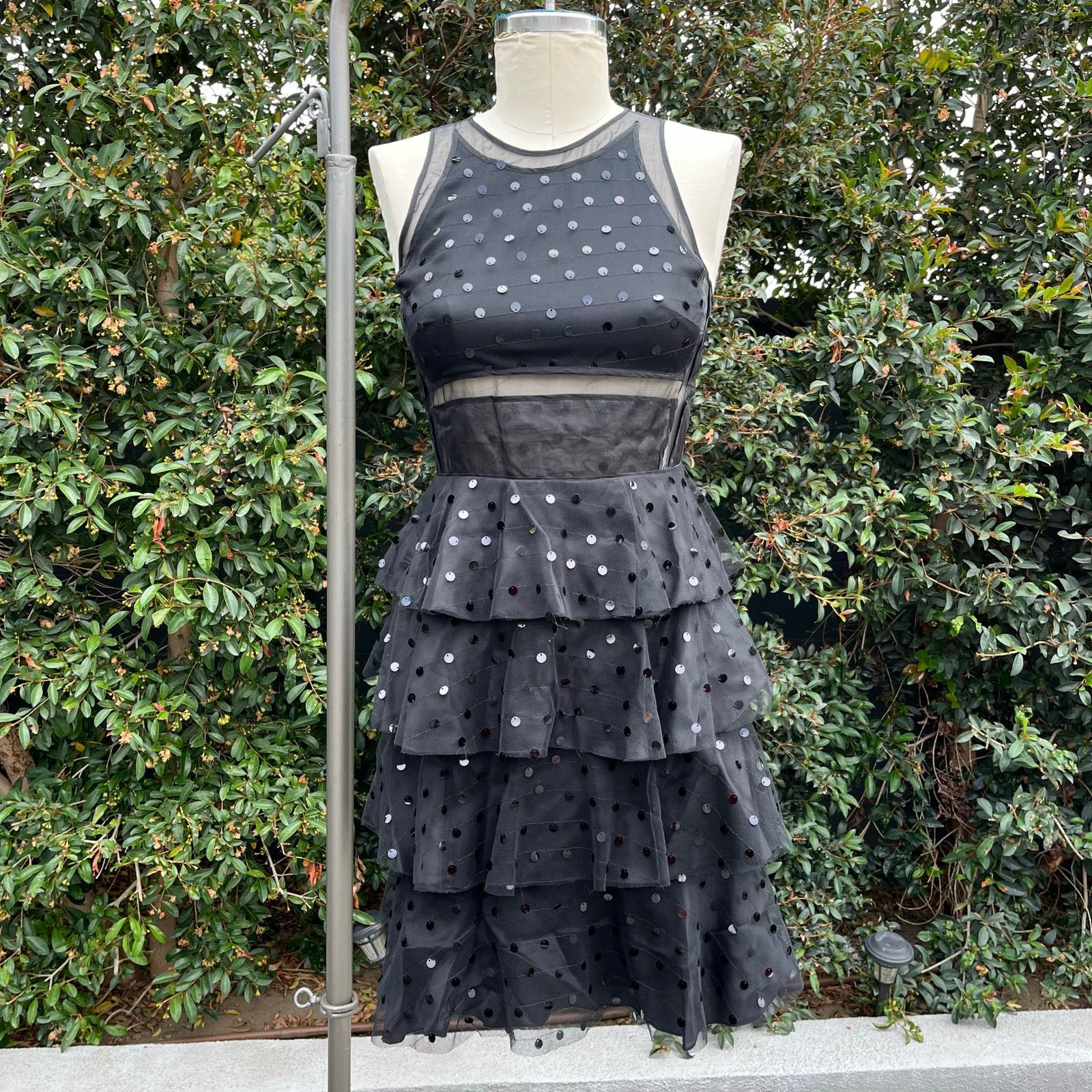 NWT Theory Metallic Dot Silk Black Damia Evening Dress $1995