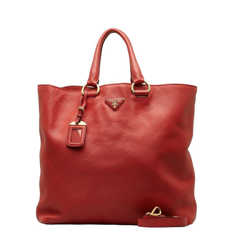 image of Prada Vitello Phenix Shopping Tote in Red, Women's