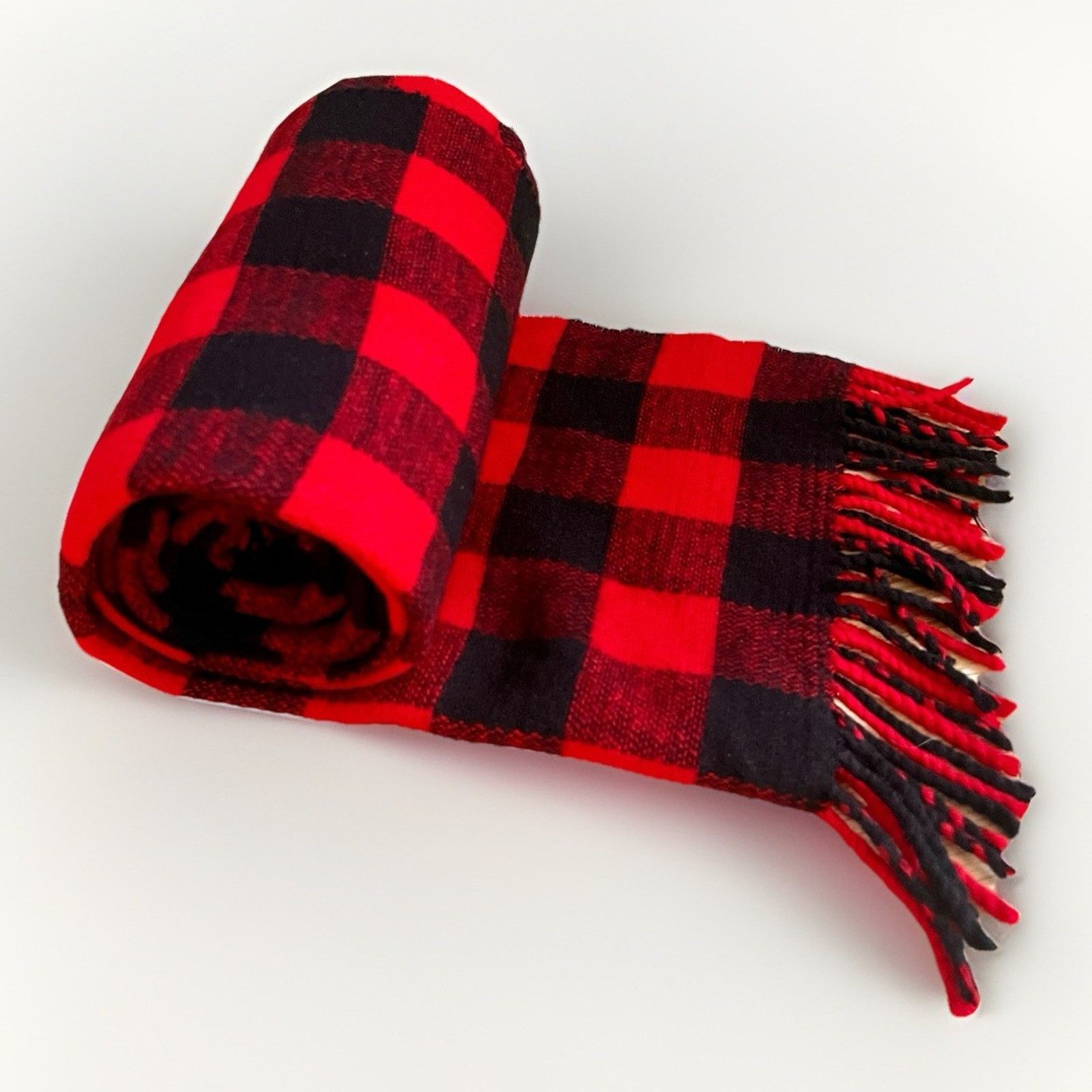 J.Crew J Crew Scarf Wrap Fringe Buffalo Plaid Red 83x15.5 Inches Size ONE SIZE - 8 Thumbnail