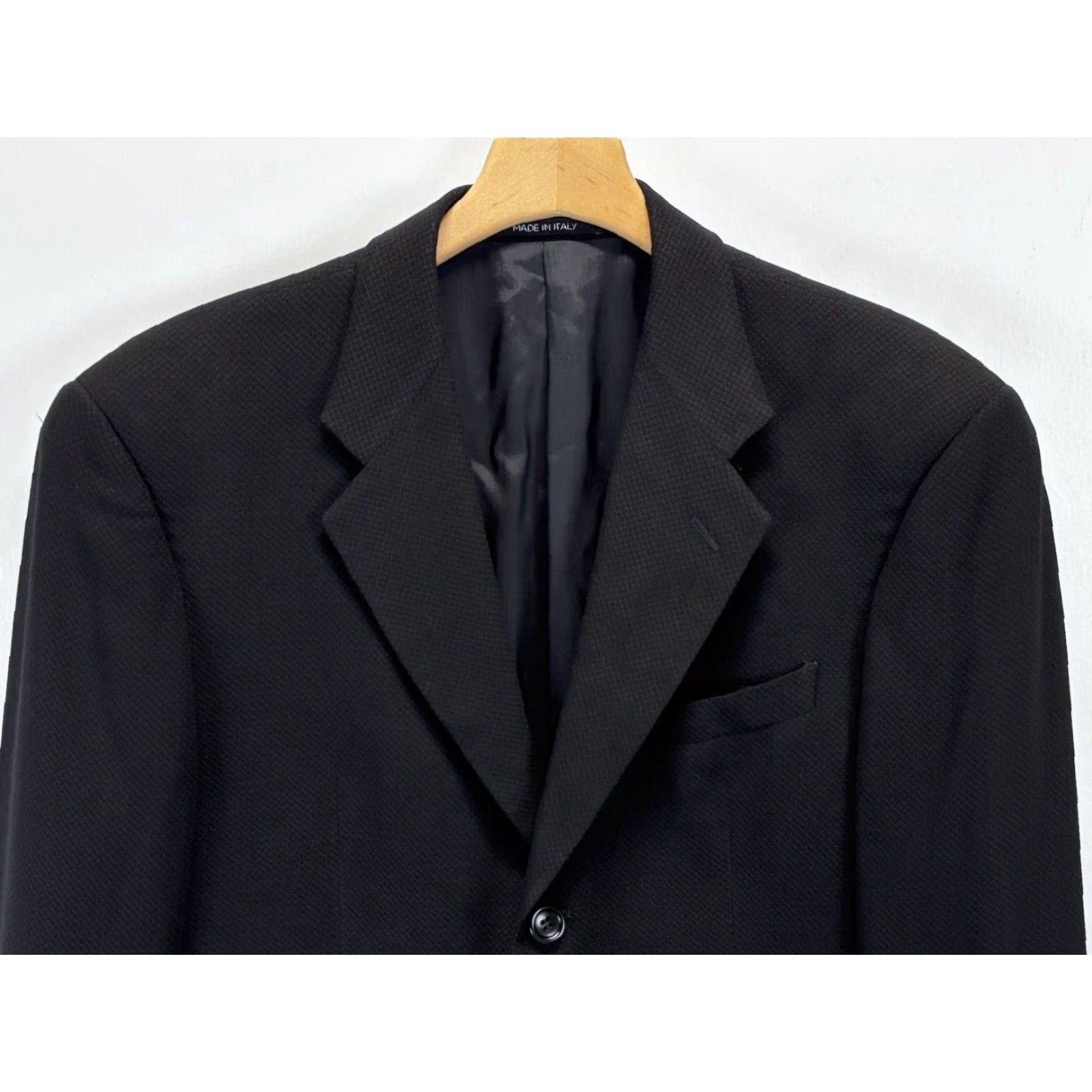 Armani Armani Collezioni Blazer Jacket Men Black 40L Big & Tall Viscose Three-Button Made in Italy Coat / Suit Jacket Size 40L - 2 Thumbnail