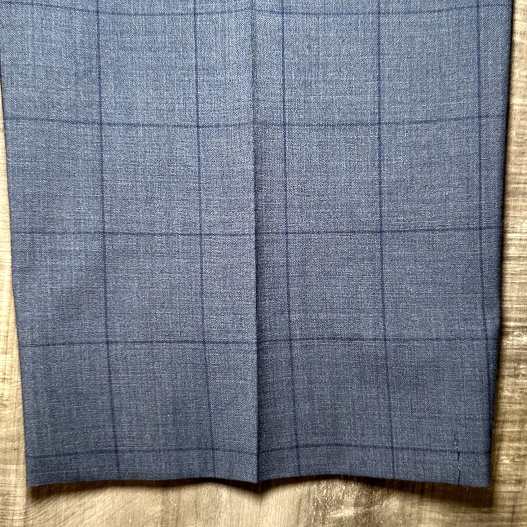 Vintage Hertling Windowpane Navy Dress Pants - 36 Regular Wool 100% Inseam 30 Men Size US 36 / EU 52 - 4 Thumbnail