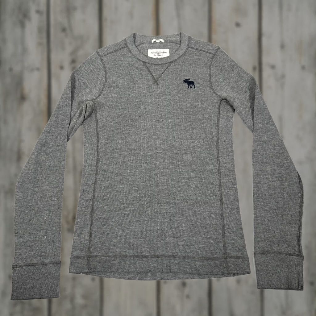 Abercrombie & Fitch Abercrombie & Fitch Shirt Men M Gray Waffle Knit Thermal Slim Fit Crew Neck Embroidered Logo Classic Casual Size US M / EU 48-50 / 2 - 1 Thumbnail